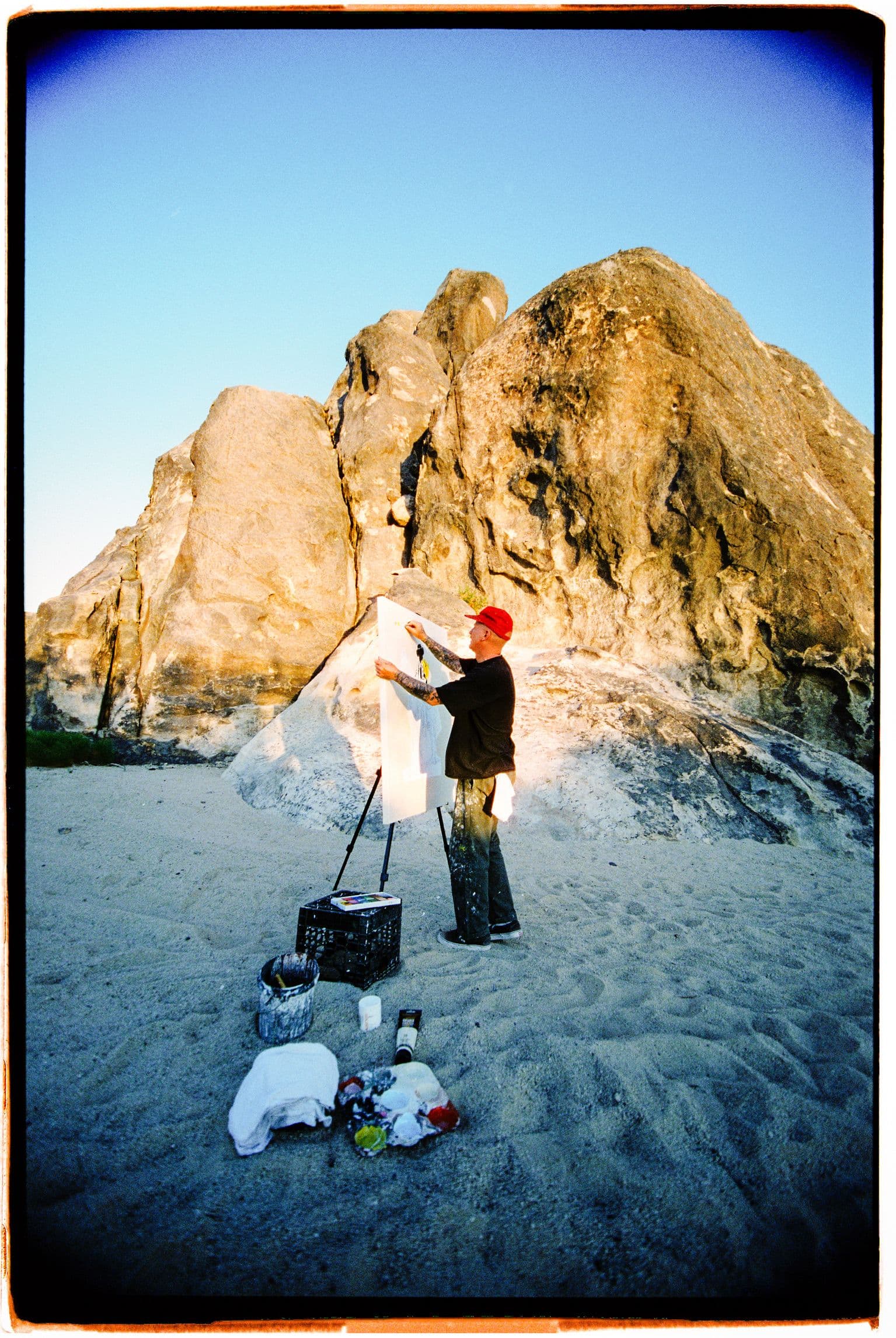 Terry Urban painting experience next to the camp fire